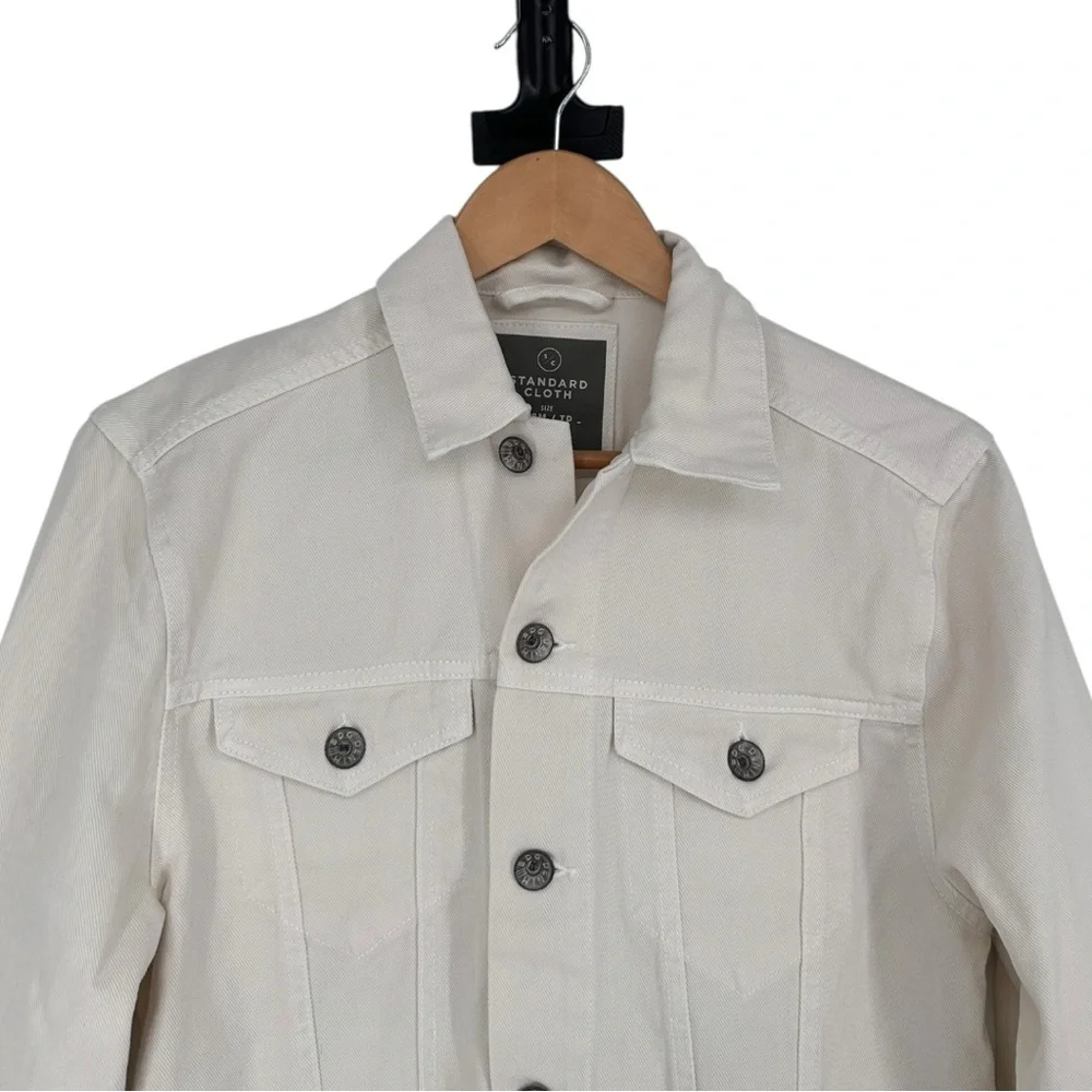 Standard Cloth Men’s Bone Denim Jacket size XS 100% Cotton Long Sleeves Pockets